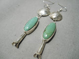 Huge Native American Navajo Royston Turquoise Sterling Silver Squash Earrings-Nativo Arts