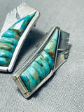 Important Charles Loloma Apprentice Vintage Native American Navajo Turquoise Sterling Earrings-Nativo Arts
