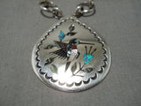 Amazing Ray Boyd Native American Navajo Sterling Silver Hummingbird Coral Necklace-Nativo Arts