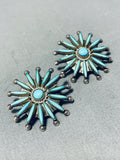 So Cute High Quality Vintage Native American Zuni Turquoise Sterling Silver Earrings-Nativo Arts