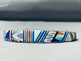 Internal Turquoise Inlay Vintage Southwestern Sterling Silver Bracelet-Nativo Arts