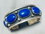 Native American Very Rare Domed Midnight Sky Lapis Sterling Silver Bracelet-Nativo Arts