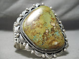 Important Native American Navajo Hand Scalloped Sterling Silver Royston Turquoise Bracelet-Nativo Arts