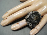 Native American One Of The Best Ever Hand Carved Bear Turquoise Sterling Silver Ring-Nativo Arts