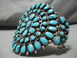 One Of Best Vintage Native American Navajo Blue Diamond Turquoise Sterling Silver Bracelet Old-Nativo Arts