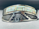 David Benally Vintage Native American Navajo Opal Sterling Silver Geomtric Bracelet-Nativo Arts