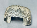 Noteworthy Vintage Signed Native American Hopi Handcarved Storyteller Sterling Silver Bracelet-Nativo Arts