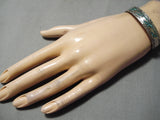 Marvelous Vintage Native American Navajo Turquoise Inlay Sterling Silver Bracelet Cuff-Nativo Arts