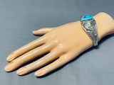 Wil Manning Native American Navajo Morenci Turquoise Sterling Silver Bracelet Signed-Nativo Arts
