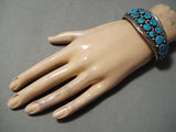 Eye-catching Vintage Native American Navajo Turquoise Sterling Silver Bracelet Old-Nativo Arts