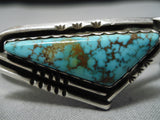 Stunning Vintage Native American Navajo Triangular Spiderweb Turquoise Sterling Silver Bracelet-Nativo Arts