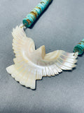 Bird Wings Vintage Native American Navajo Green Turquoise Sterling Silver Necklace-Nativo Arts