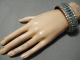 Amazing Vintage Native American Navajo Turquoise Needle Sterling Silver Bracelet Native-Nativo Arts