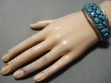 Irv Chee Vintage Native American Navajo Deep Blue Turquoise Sterling Silver Bracelet-Nativo Arts