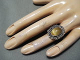 Vivid Vintage Navajo Tigers Eye Sterling Silver Ring Native American Old-Nativo Arts