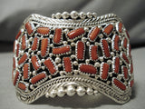 Stunning Native American Navajo Marlene Haley Coral Sterling Silver Bracelet Cuff-Nativo Arts