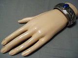 Authentic Vintage Native American Navajo Thomas Singer Lapis Sterling Silver Bracelet-Nativo Arts