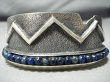 One Of The Best Vintage Native American Navajo Aaron Anderson Lapis Sterling Silver Bracelet-Nativo Arts