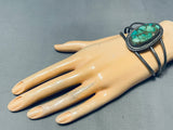 Native American Large Rare Spiderweb Green Turquoise Sterling Silver Vintage Bracelet-Nativo Arts