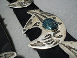 Museum Vintage Native American Navajo Emmer Kinzel Turquoise Sterling Silver Bear Concho Belt-Nativo Arts