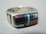 Extreme Detail Vintage Zuni Native American Turquoise Sterling Silver Ring-Nativo Arts