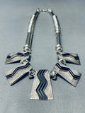 Symbolic River Of Life Vintage Native American Navajo Sterling Silver Tube Necklace-Nativo Arts