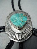 Amazing Vintage Native American Navajo Royston Turquoise Sterling Silver Bolo Tie-Nativo Arts