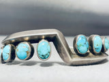 Amazing Vintage Native American Zuni 8 Kingman Turquoise Sterling Silver Bracelet-Nativo Arts