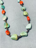 Native American Chunky Turquoise Coral Santo Domingo Sterling Silver Heishi Necklace-Nativo Arts
