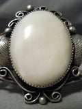 Incredible Vintage Native American Navajo Domed Pearl Sterling Silver Leaf Bracelet Old-Nativo Arts