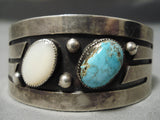 Fabulous Domed Bisbsee Turquoise Vintage Native American Navajo Pearl Sterling Silver Bracelet-Nativo Arts