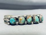 Superb Vintage Native American Navajo 5 Royston Turquoise Sterling Silver Bracelet-Nativo Arts