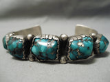 Chunky And Hefty Vintage Native American Navajo Turquoise Sterling Silver Bracelet Old-Nativo Arts