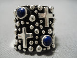 Astonishing Santo Domingo Lapis Sterling Silver Ring Native American-Nativo Arts