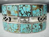 One Of The Best Ever Vintage Native American Navajo #8 Turquoise Sterling Silver Inlay Bracelet-Nativo Arts
