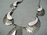 Magnificent Vintage Native American Navajo Mother Of Pearl Sterling Silver Necklace-Nativo Arts