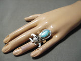 Striking Vintage Native American Navajo Old Kingman Sterling Silver Kachina Ring-Nativo Arts