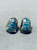 Impressive Vintage Native American Navajo Opal Sterling Silver Earrings-Nativo Arts