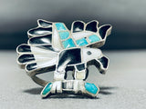 One Of The Best Vintage Native American Zuni Turquoise Eagle Sterling Silver Ring Oold-Nativo Arts