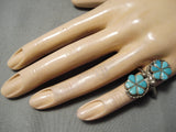Amazing Vintage Zuni Native American Turquoise Inlay Sterling Silver Ring Old-Nativo Arts
