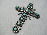 Marvelous Vintage Zuni Native American Turquoise Sterling Silver Cross Pendant-Nativo Arts