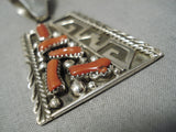 Remarkable Navajo Coral Sterling Silver Native American Pendant-Nativo Arts