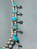 Marvelous Vintage Native American Navajo Morenci Turquoise Sterling Silver Squash Necklace-Nativo Arts