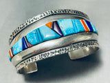 Wes Willie Award Winning Vintage Native American Navajo Inlay Gold Sterling Silver Bracelet-Nativo Arts