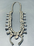 Paul Haley Vintage Native American Navajo Turquoise Sterling Silver Squash Blossom Necklace-Nativo Arts