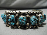 Chunky Chunky! Vintage Navajo Turquoise Native American Sterling Silver Bracelet-Nativo Arts