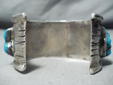 Chunky Hand Carved Vintage Native American Navajo Turquoise Fetish Sterling Silver Bracelet-Nativo Arts