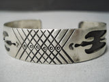 X Marks The Spot Vintage Native American Navajo Hand Tooled Sterling Silver Bracelet Old-Nativo Arts