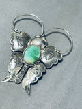 Native American Highly Detailed Vintage Southwestern Gren Turquoise Sterling Silver Pin-Nativo Arts
