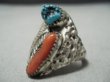 Big Mens Vintage Navajo Turquoise Sterling Silver Ring Native American Old-Nativo Arts
